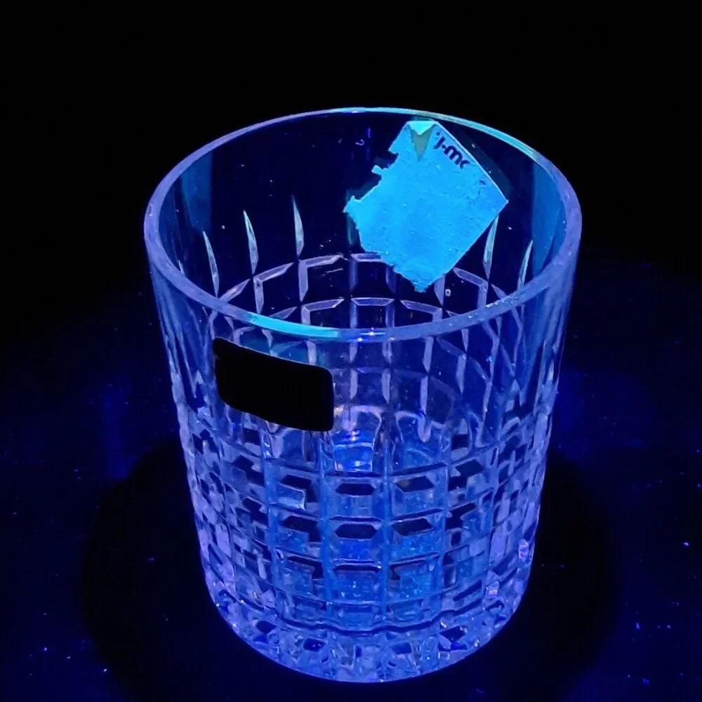Vintage Bleikristall Crystal Glass Tumblers Striped Plaid Tartan Set Of 3‎
